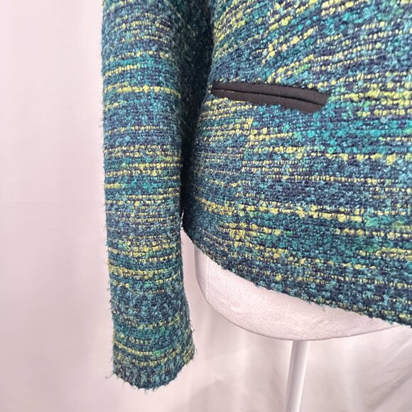 Laura Petites Classic Chic Tweed Jacket Green Teal Navy – US 12P - Picture 3 of 9